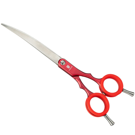 Jargem Asian Style Light Curved Scissors - very lightweight, curved scissors with colorful rings, for Korean-style grooming.