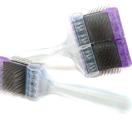 ActiVet Diamond Firm Lila Brush - firm, double-sided, flexible brush for breeds with thick, double coats and undercoats, curved + straight pins - large