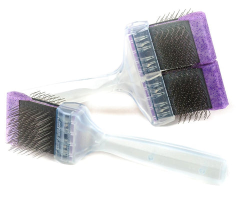 ActiVet Diamond Firm Lila Brush - firm, double-sided, flexible brush for breeds with thick, double coats and undercoats, curved + straight pins - large