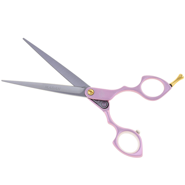 Madan Straight Pet Grooming Scissors 6.5" - professional, ultra-light straight scissors made from Japanese stainless steel, aluminum handle - rose