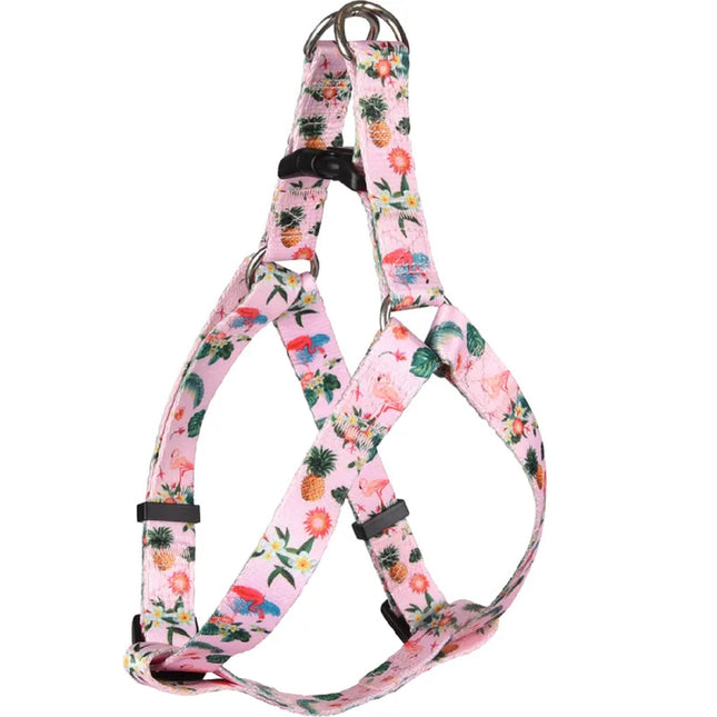 Flamingo Harness Step&Go Sera - step-in harness for dogs, nylon, flamingos, flowers