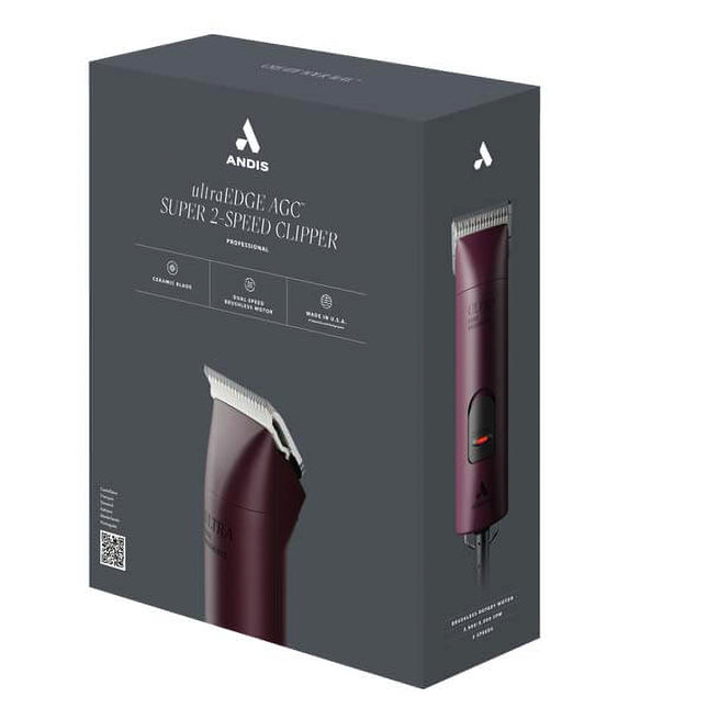 Andis AGCB Super Brushless - quiet, professional clipper with a brushless motor, blade, and attachment set - Burgundy