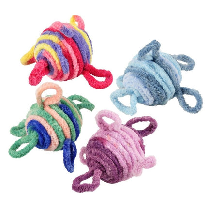 Flamingo Cat Woolen Balls 2pcs - cat balls with microfiber loops, rattling