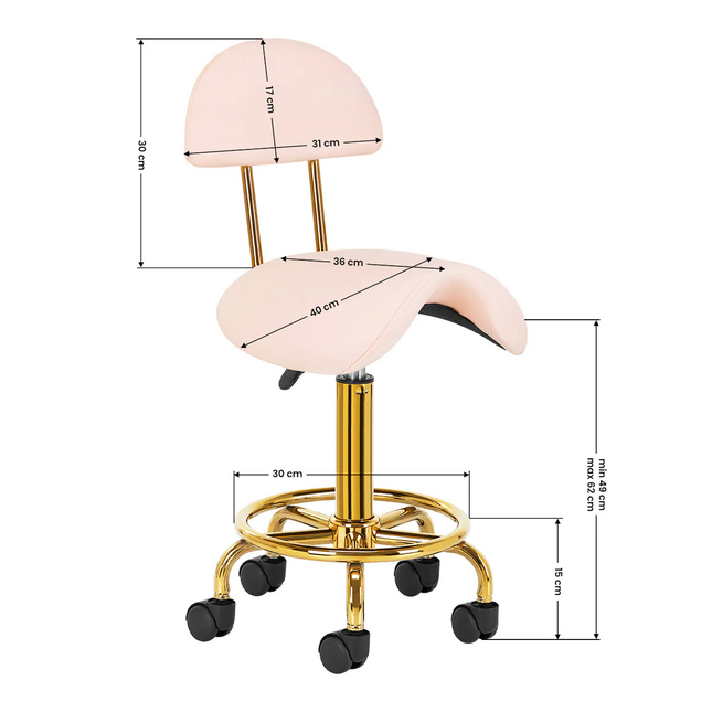 Activ 6001 - G Gold Rose - gold grooming chair with contoured seat and backrest, light pink