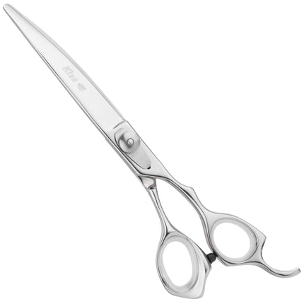 Geib Kiss Silver Pink Curved Scissors - high-quality curved scissors with micro-serration and silver finish