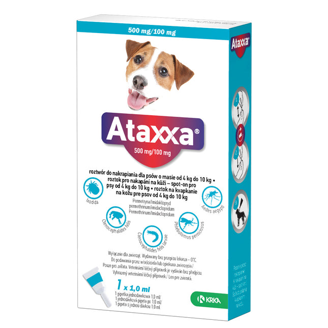 Ataxxa 500mg/100mg - drops for fleas, ticks, and mosquitoes for dogs weighing