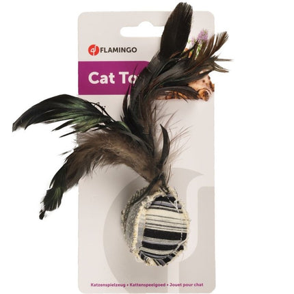 Flamingo Cat Pirin Ball - stylish ball for cats with feathers and catnip