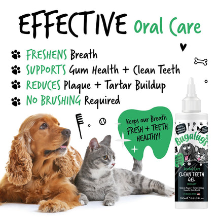 Bugalugs Dental Care Clean Teeth Gel - toothpaste for dogs and cats without brushing, gel