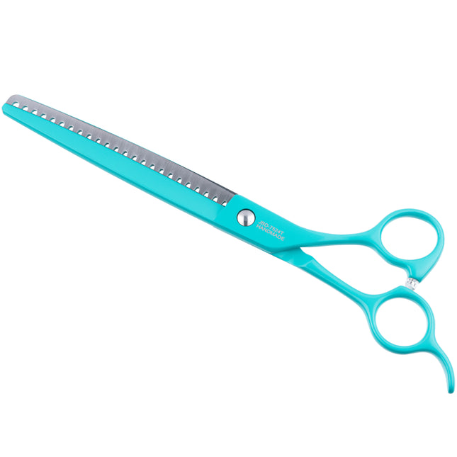 Jargem Grooming Cyan Chunkers - single-sided thinning shears with a turquoise coating, 24 teeth