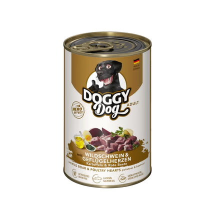 Doggy Dog Wild Boar & Poultry Hearts - grain-free wet dog food with wild boar and poultry hearts