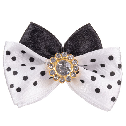 Blovi Bow Glamour satin polka dot bow with decorative stone