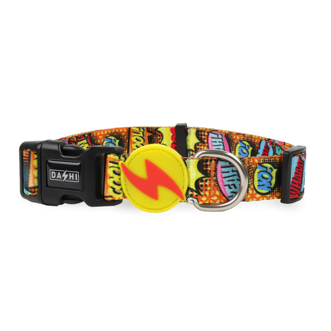 Dashi Boom Collar - colorful dog collar, comic pattern