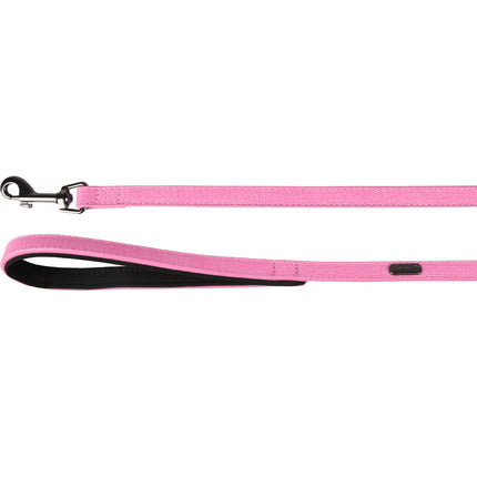 Flamingo Leash Leza Pink - leash for small dogs, padded handle, artificial leather, pink, 1.5x100cm