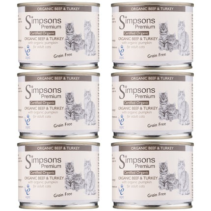 Simpsons Premium Cat Organic Beef & Turkey - grain-free wet food for cats, beef, turkey, pumpkin