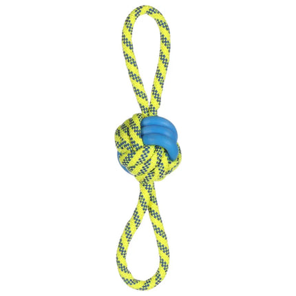 Flamingo Knotted Ball - rope ball for dogs, blue - yellow