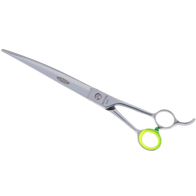 Geib Crocodile Curved Scissors - professional grooming scissors with curved thin blades and micro-grinding, Japanese steel