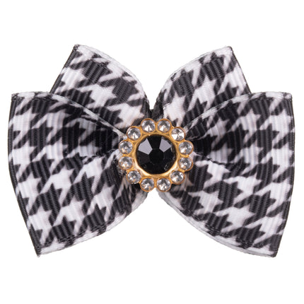 Blovi Bow Glamour handmade houndstooth bow with decorative stone