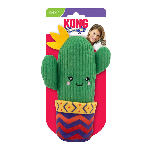 KONG Wrangler Cactus - plush toy for cats, cactus with a crinkly pot, infused with catnip