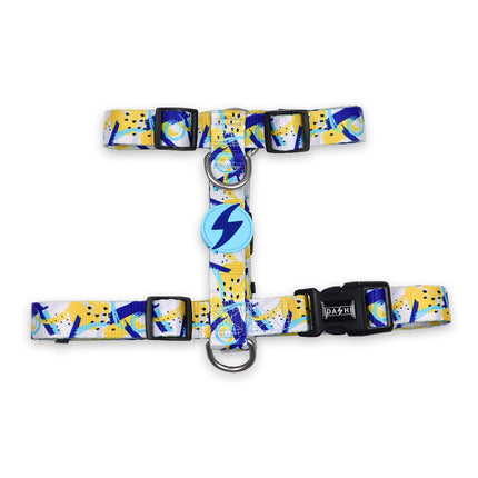 Dashi Nebula Back Harness - guard harness for dogs, blue-yellow abstract pattern