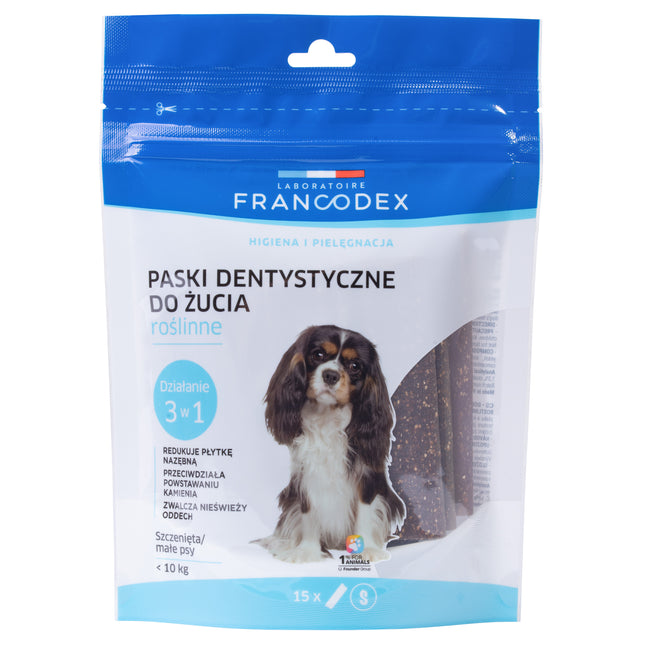 Francodex Dental Chews 15pcs - dental treats for puppies and small dogs, removing tartar and bad breath.