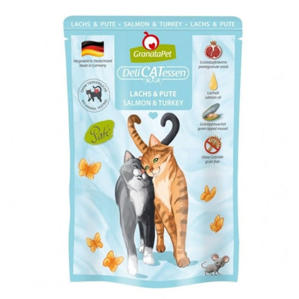 GranataPet DeliCatessen & Turkey - grain-free wet food with salmon and turkey, pouches for cats