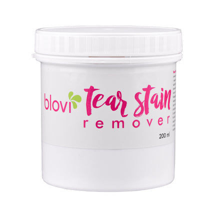 Blovi Tear Stain Remover - a paste formula for effectively removing discoloration from under the eyes and whiskers of dogs and cats.