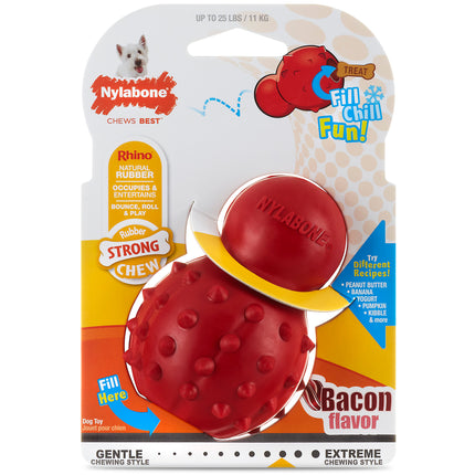 Nylabone Strong Cone Chew Bacon - rubber treat toy for dogs, bacon scented