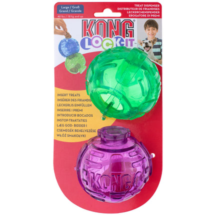 KONG Lock - It L 8cm - modular treat toy for dogs, 2pcs