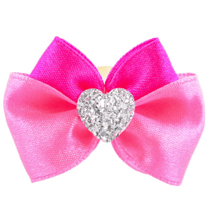 Blovi Bow Glamour Satin Bow with Silver Heart