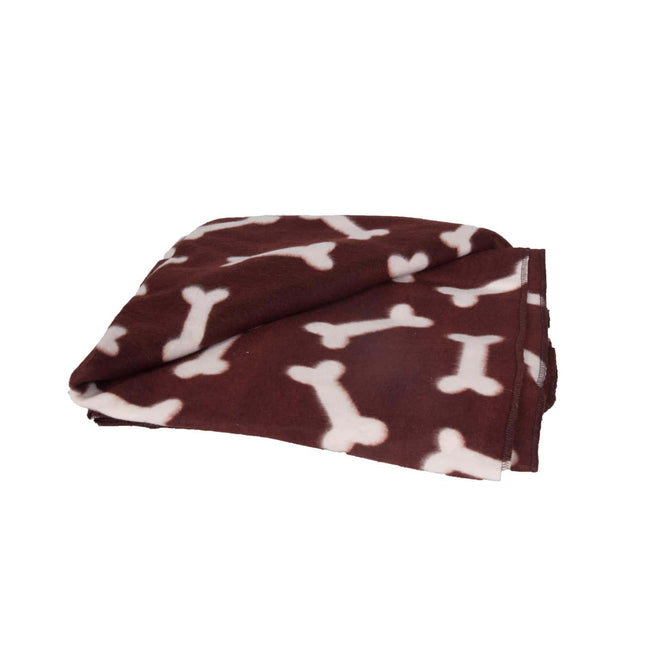 Flamingo Fleece Blanket Bones - soft fleece blanket for dogs - brown