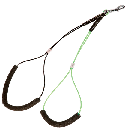 Chadog double steel leash in nylon braid, 53cm/46cm, diameter