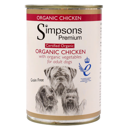 Simpsons Premium Organic Chicken Casserole - grain-free wet food for dogs, chicken and vegetables