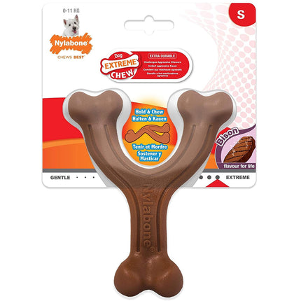 Nylabone Extreme Wishbone Bison - durable chew toy for dogs, with bison flavor