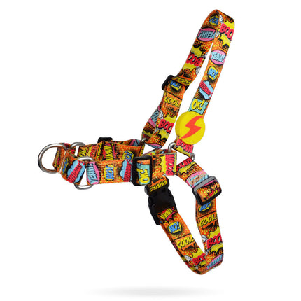 Dashi Boom Front Harness - Norwegian-style harness for dogs, no-pull, comic pattern