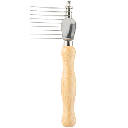 Chadog slicker brush with a wooden handle and long side blades