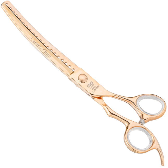 Geib Crystal Gold Chunker Curve - professional single-sided thinning shears made from Japanese stainless steel, curved, 20 teeth