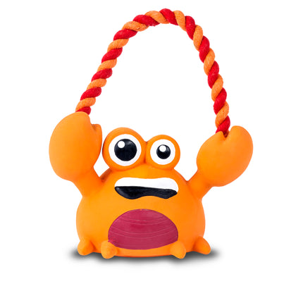 Max&Molly Lenny Krabitz - dog toy with rope, latex crab with squeaker