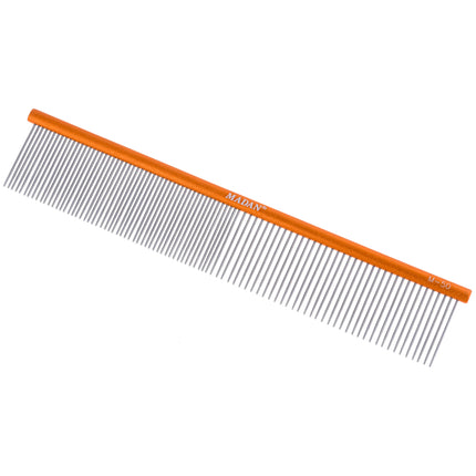 Madan Professional Ultra Light Comb - professional, very lightweight comb with an aluminum handle and mixed tooth spacing, thin pins 2.9c