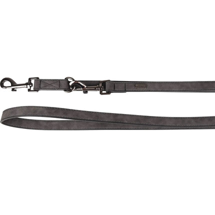 Flamingo Training Leash Delu Black - detachable dog leash made of eco-leather, black