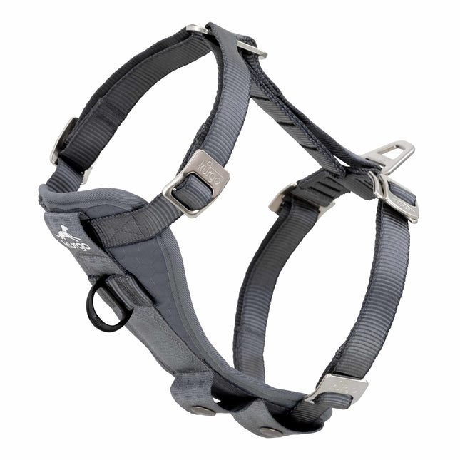 Kurgo Enhanced Strength Tru-Fit Smart Harness Charcoal - Dog Car Harness, Gray