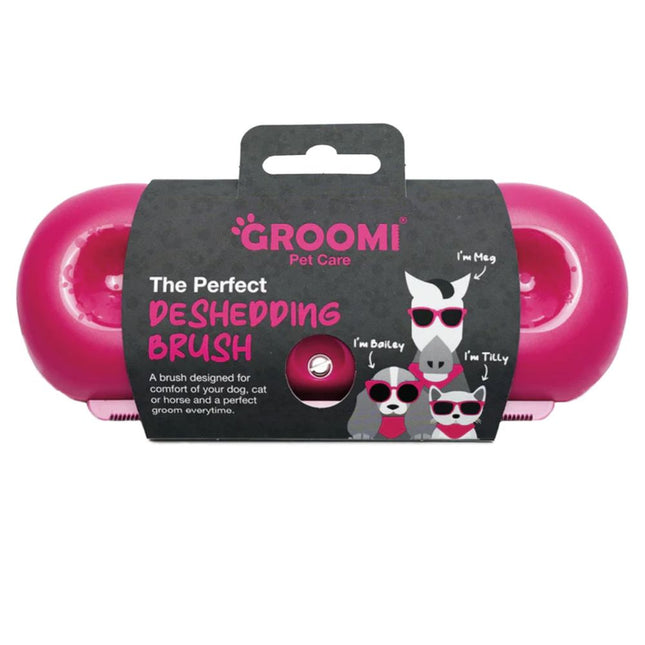 Groomi Deshedding Pink Brush - grooming brush, undercoat remover, pink