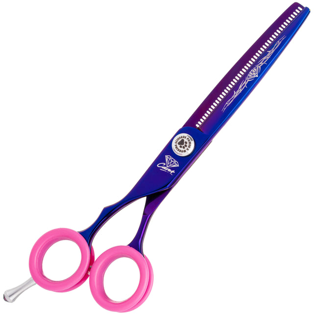 P&W Carat Left Thinning Scissors - single-sided thinning scissors for finishing hairstyles, for left-handed users, 46 teeth