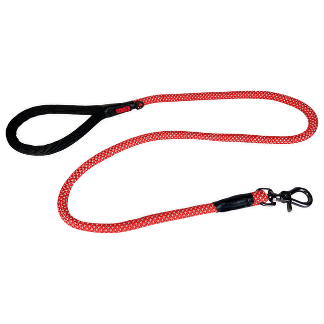 KONG Rope Leash One Size Red 1.5m - dog rope leash with reflective stitching, red