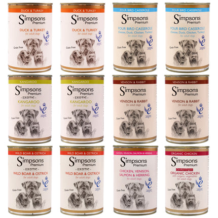 Simpsons Premium Dog Food Set - Grain-Free Wet Dog Food, Mix of 7 Flavors