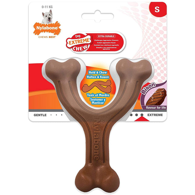 Nylabone Extreme Wishbone Bison - durable chew toy for dogs, with bison flavor