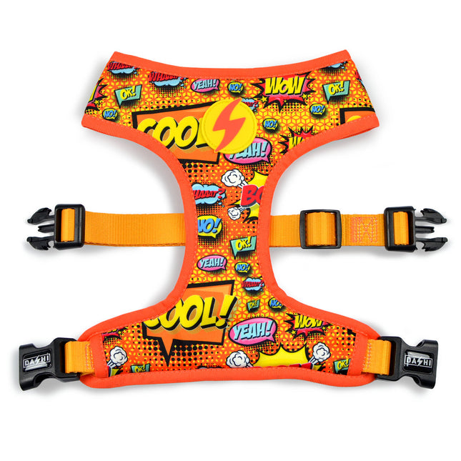 Dashi Boom Neo Mesh Harness - non-restrictive, reversible dog harness made of neoprene, comic pattern