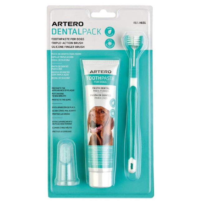 Artero Dental Pack - dog teeth cleaning kit, finger brush, and toothpaste