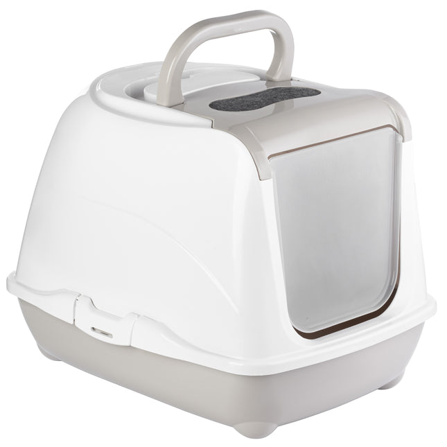 Record Home Cat Litter Box - enclosed litter box for cats, with an additional lid opening