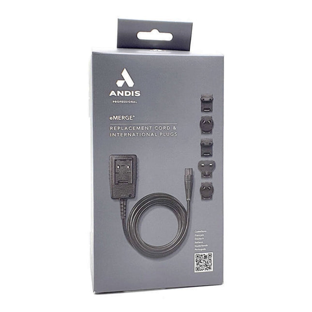 Andis Replacement Power Cord - power cord for Andis eMERGE clipper + set of power adapters