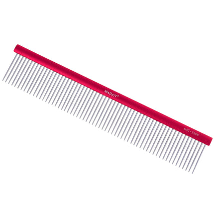 Madan Professional Light Comb 25cm - professional large comb with an aluminum handle and medium tooth spacing, long pins